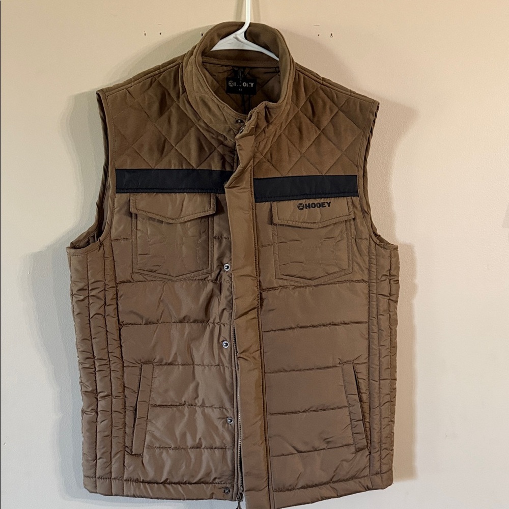 Hooey Men's Tan Quilted Vest with Black Accents